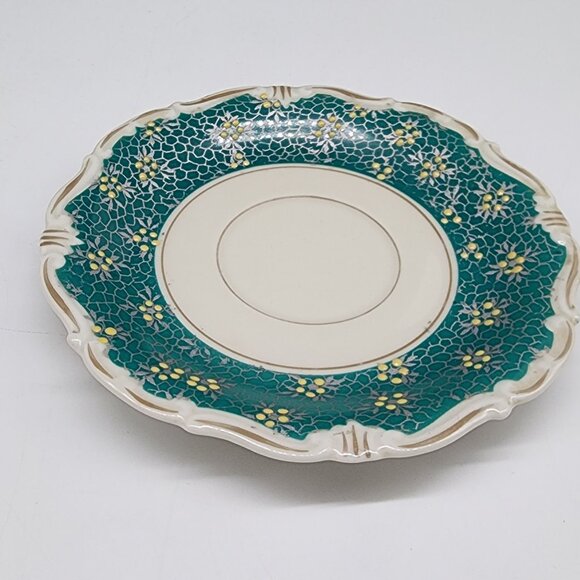 KUNST KRONACH Germany Barvaria Aqua Turquoise Antique Jewel Green Saucer VTG - Picture 3 of 6